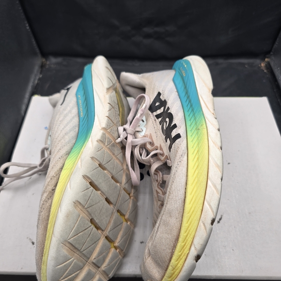 Hoka Beige Shoes with Yellow and Blue Gradient‎ Sole - Picture 4 of 7